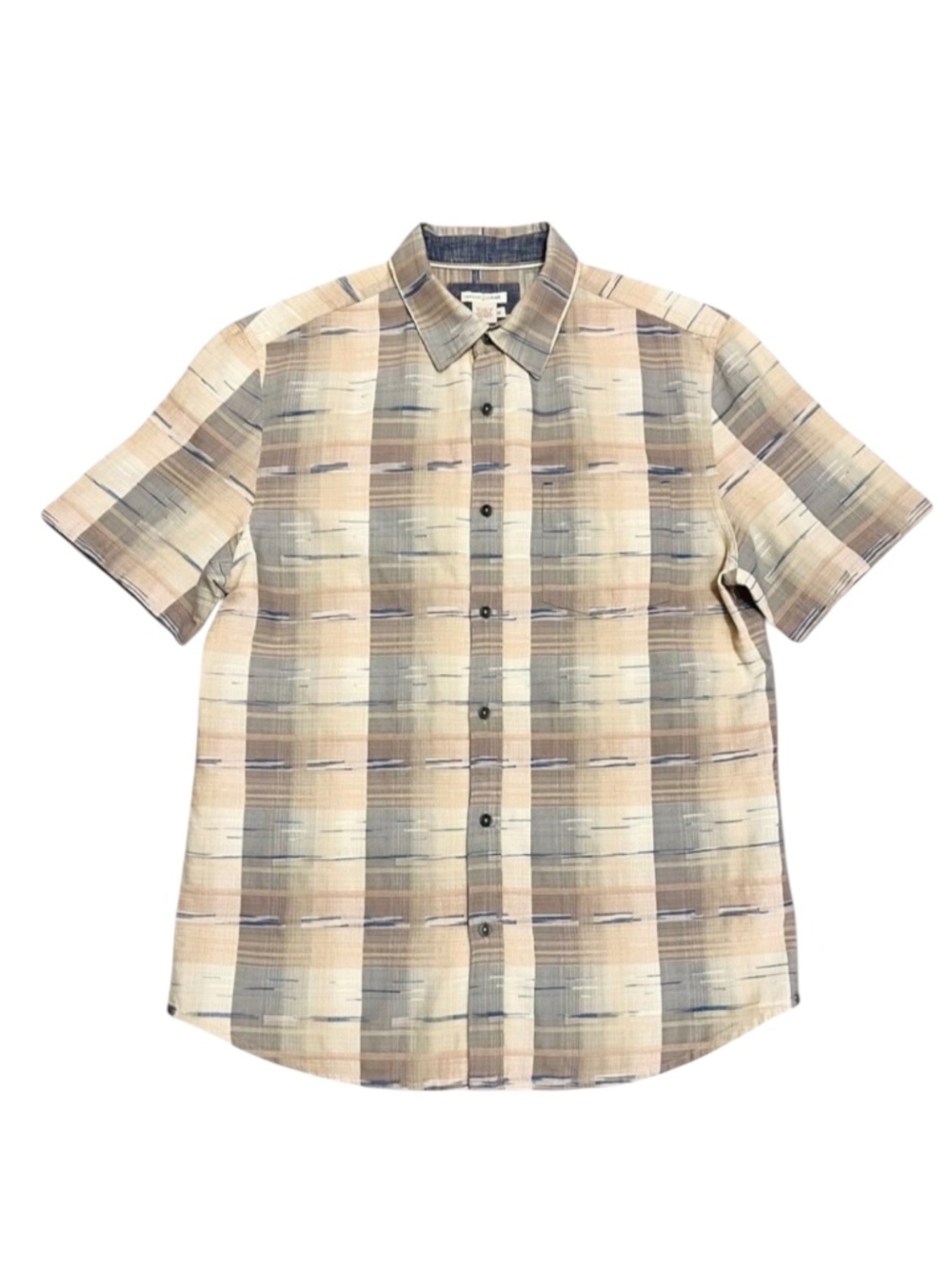 CARBON 2 COBALT Blue/Beige Overlook Jacquard Effortlessly Cool Short Sleeve Med